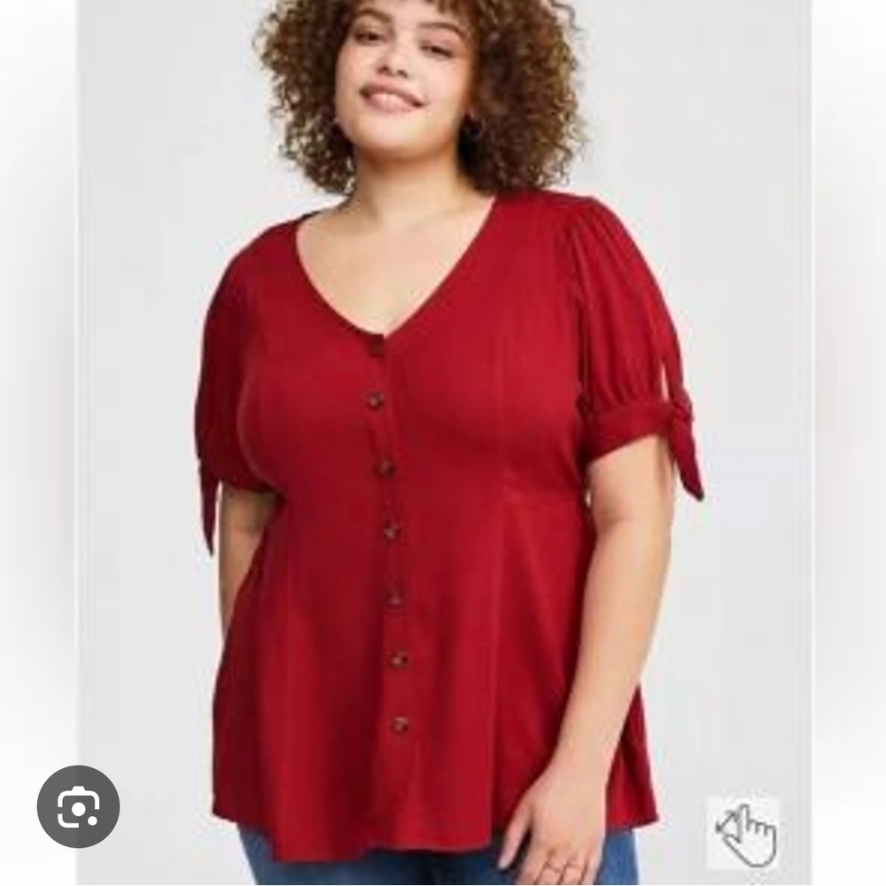 Torrid 6x Deep Red Button-Front Blouse